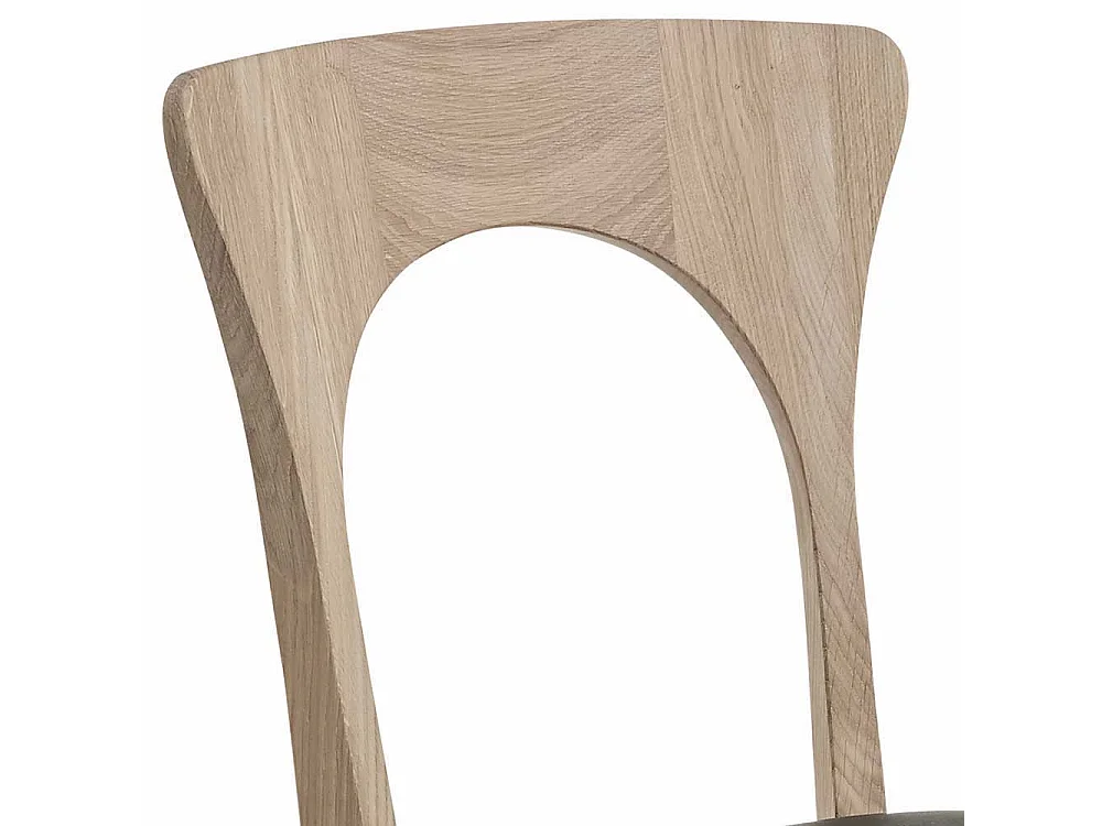 Holzstuhl Set aus Eiche Bianco geölt Leder Schwarz (2er Set)