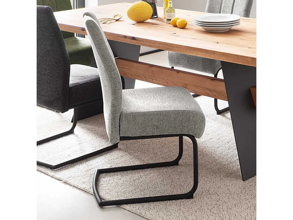 Freischwinger Stühle mit hoher Lehne Grau Chenillegewebe (2er Set)