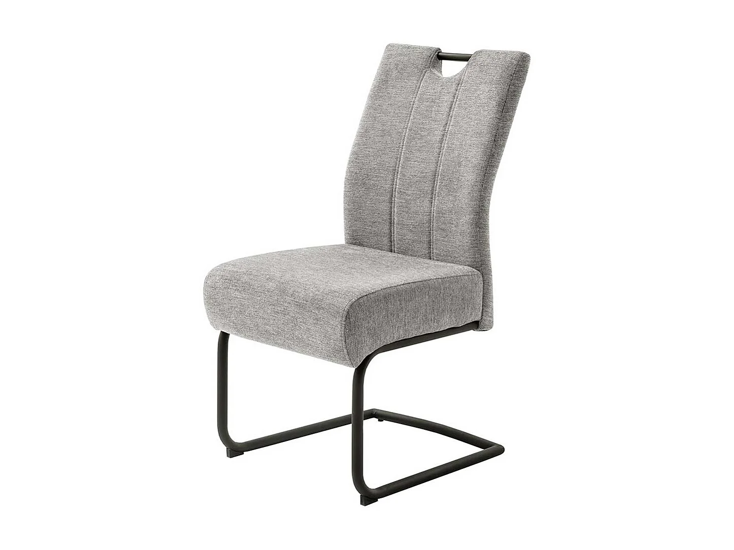 Freischwinger Stühle mit hoher Lehne Grau Chenillegewebe (2er Set)