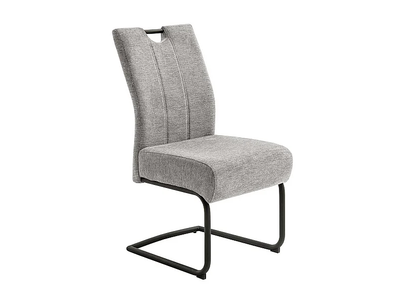 Freischwinger Stühle mit hoher Lehne Grau Chenillegewebe (2er Set)