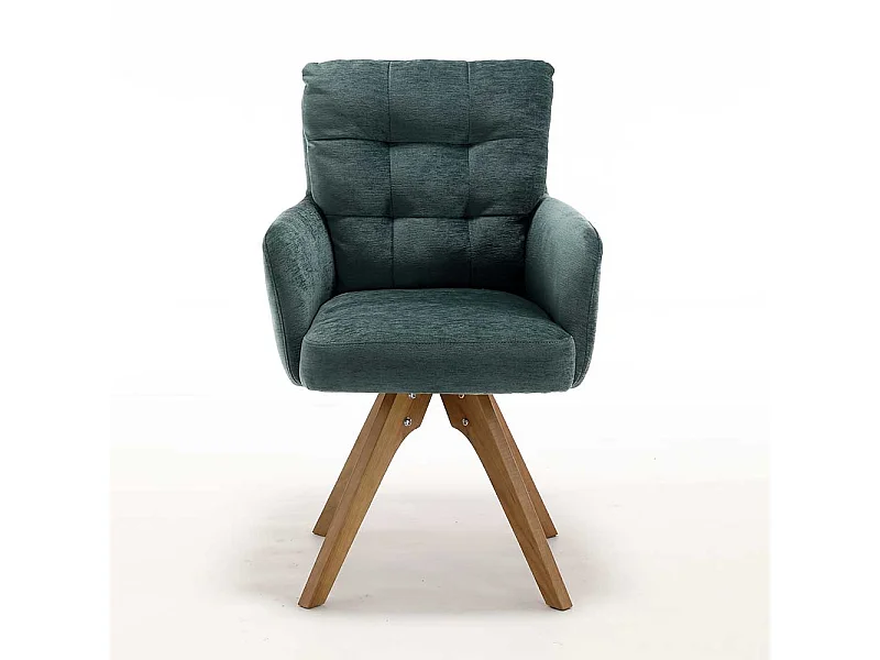 Polsterstuhl Esszimmer Stuhl Set in Grün und Eichefarben (2er Set)