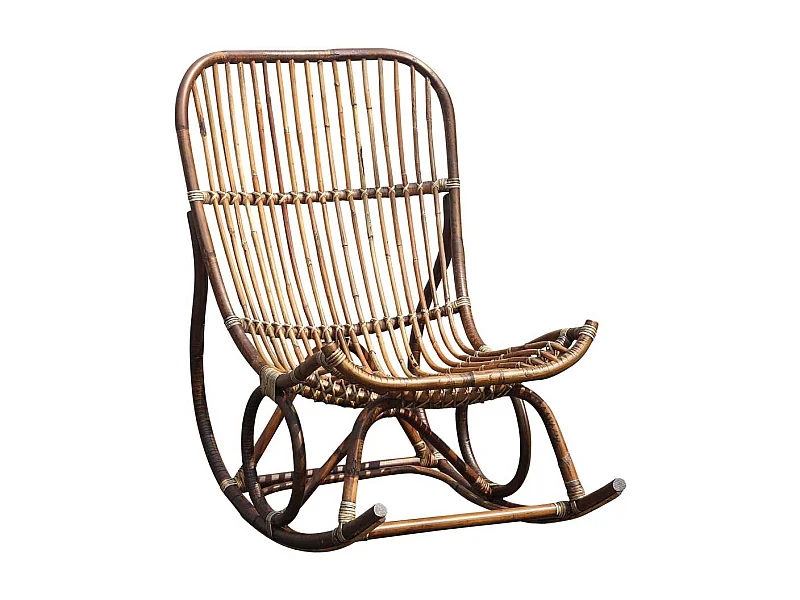 Rattan Schaukelstuhl in Naturfarben Landhaus