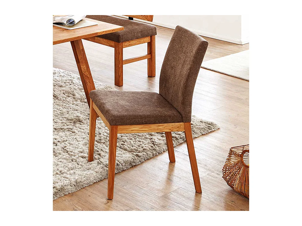 Esszimmerstuhl mit Webstoffbezug meliert Gestell Wildeiche Massivholz