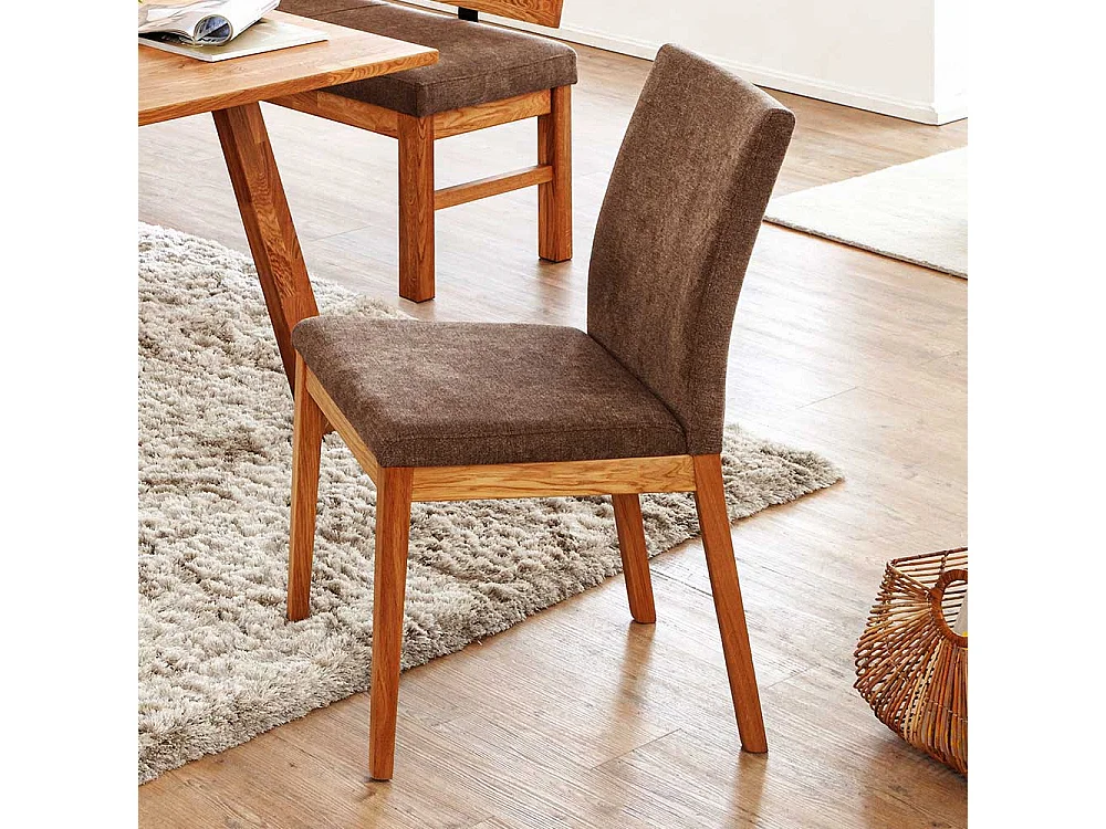 Esszimmerstuhl mit Webstoffbezug meliert Gestell Wildeiche Massivholz