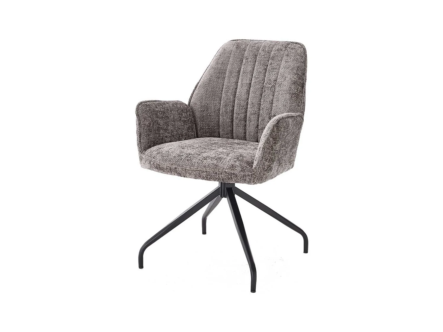 Armlehnstuhl Stuhl Esszimmer aus Metall und Chenillegewebe (2er Set)