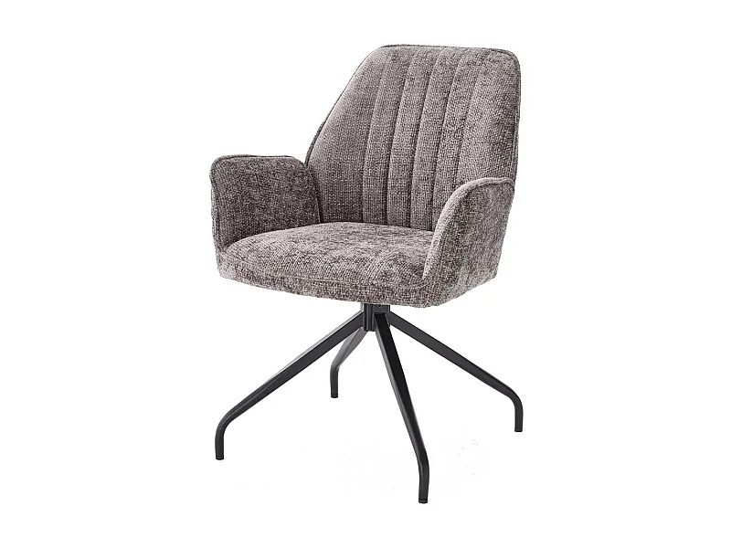 Armlehnstuhl Stuhl Esszimmer aus Metall und Chenillegewebe (2er Set)