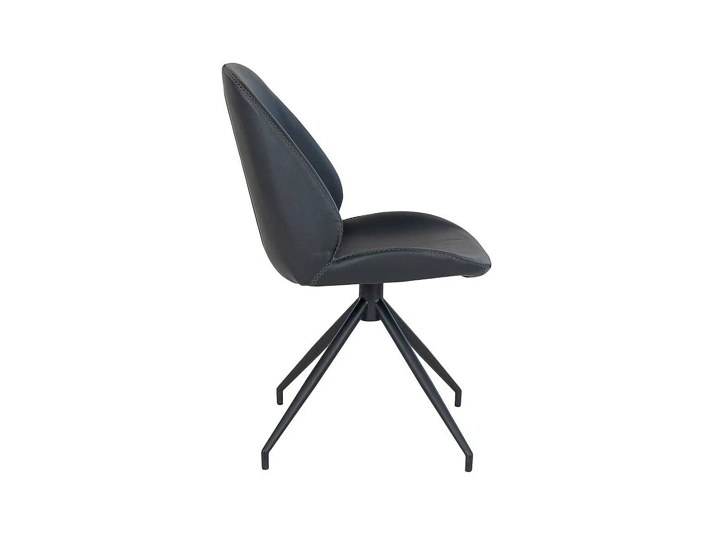 Essstuhl modern aus Kunstleder und Metall komplett schwarz (2er Set)