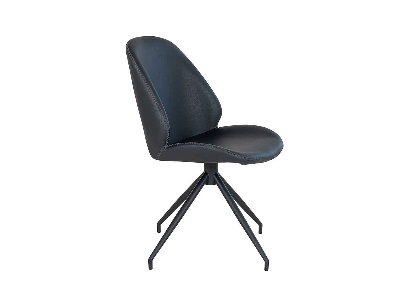 Essstuhl modern aus Kunstleder und Metall komplett schwarz (2er Set)