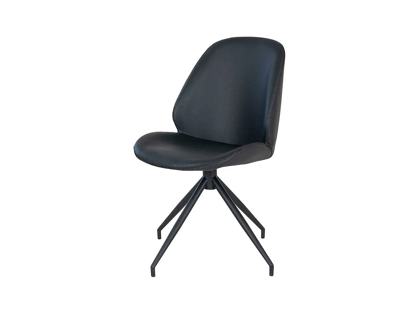 Essstuhl modern aus Kunstleder und Metall komplett schwarz (2er Set)