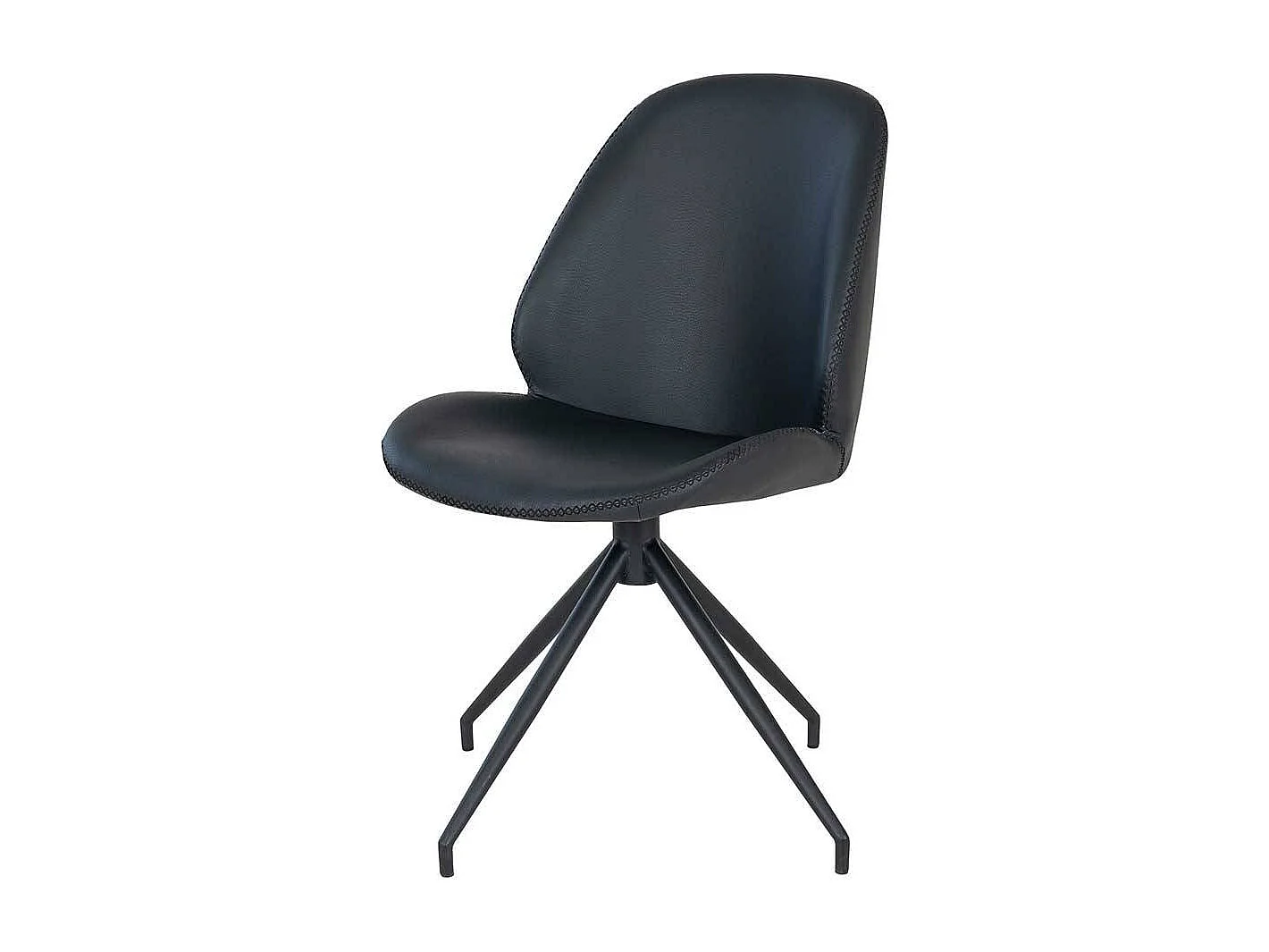 Essstuhl modern aus Kunstleder und Metall komplett schwarz (2er Set)