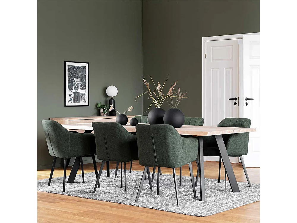 Küchenstühle in Dunkelgrün Armlehnen (2er Set)