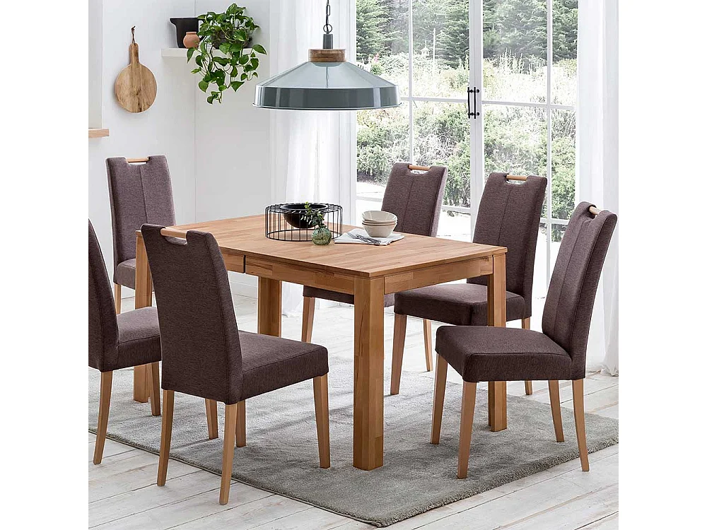 Polsterstuhl Esszimmer in Walnussfarben Gestell aus Massivholz