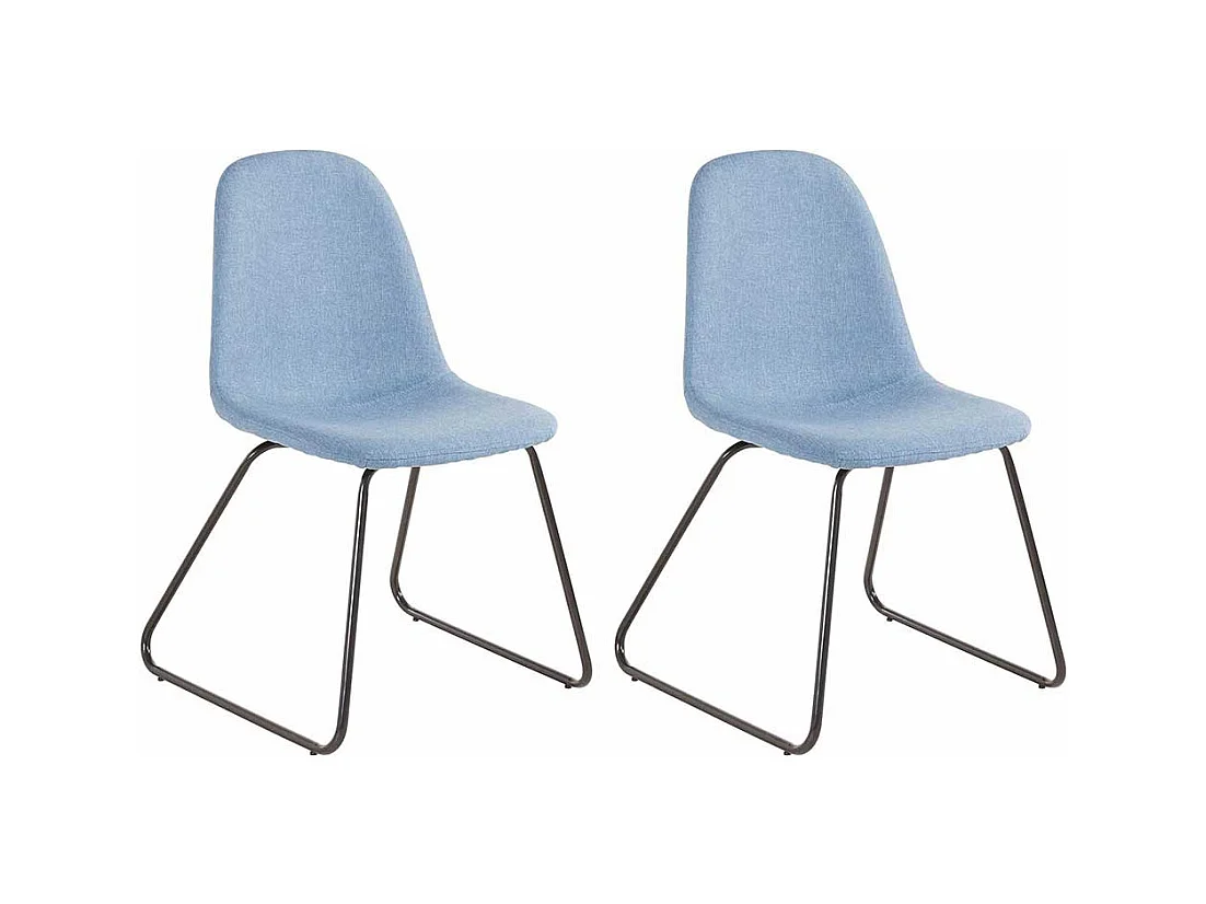 Esstisch Stühle in Hellblau Webstoff Metallbügeln (Set)