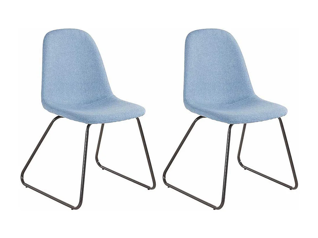 Esstisch Stühle in Hellblau Webstoff Metallbügeln (Set)