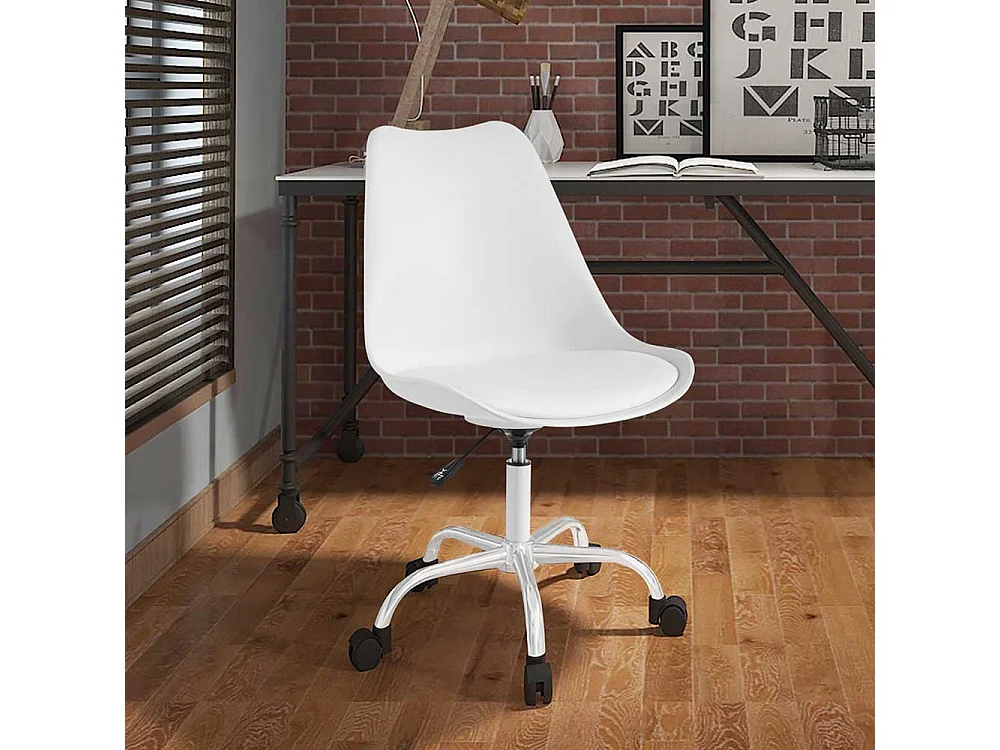 Drehstuhl in Weiß Kunststoff Schalensitz