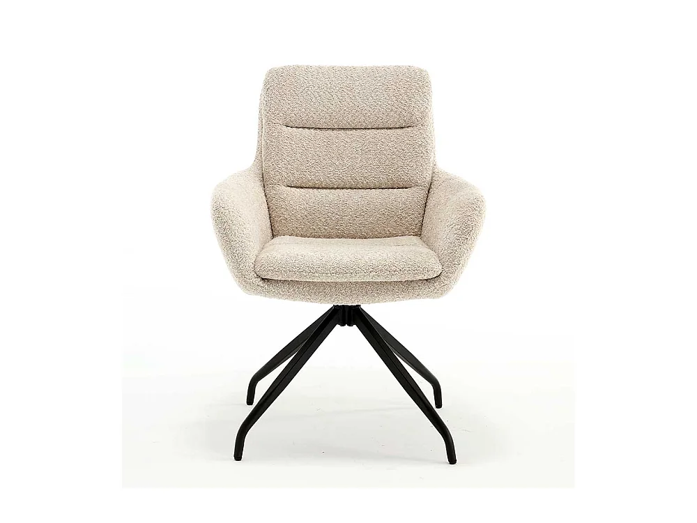 Armlehnstuhl mit Drehgestell aus Boucle Stoff Metall (2er Set)