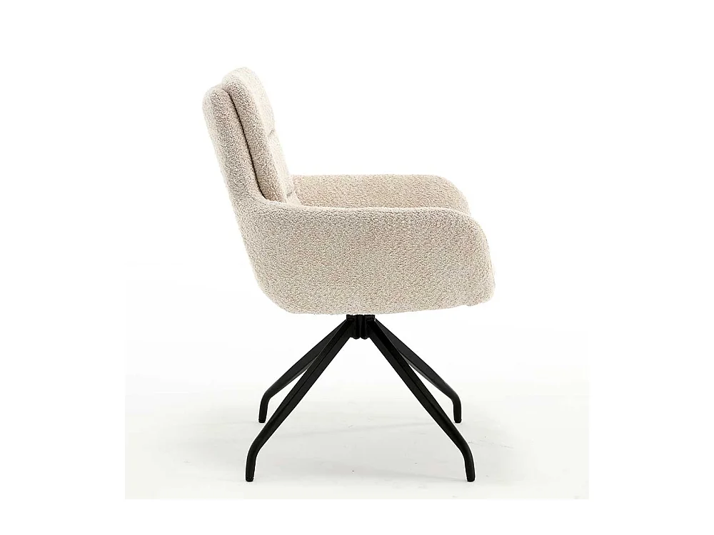 Armlehnstuhl mit Drehgestell aus Boucle Stoff Metall (2er Set)