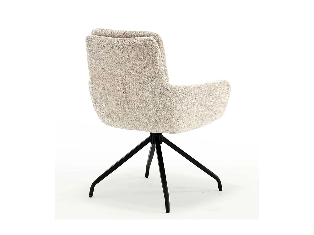 Armlehnstuhl mit Drehgestell aus Boucle Stoff Metall (2er Set)