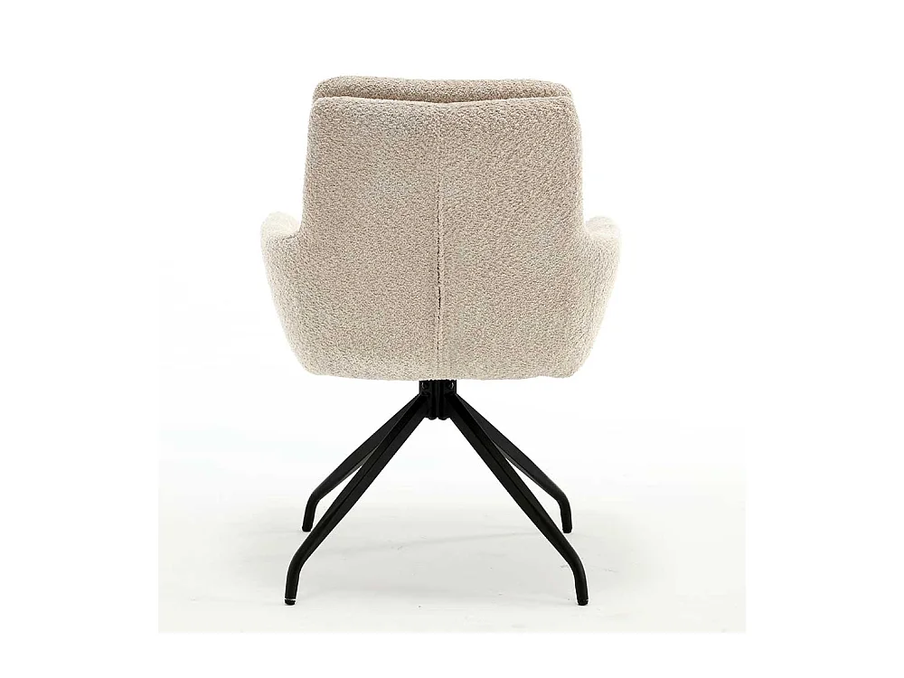 Armlehnstuhl mit Drehgestell aus Boucle Stoff Metall (2er Set)