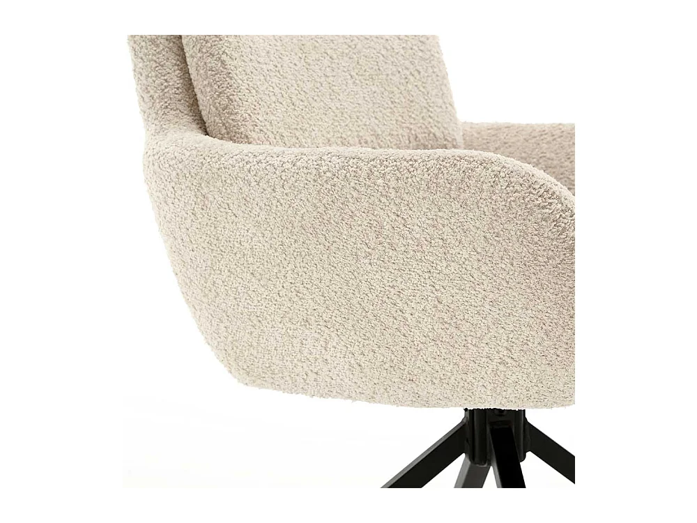 Armlehnstuhl mit Drehgestell aus Boucle Stoff Metall (2er Set)