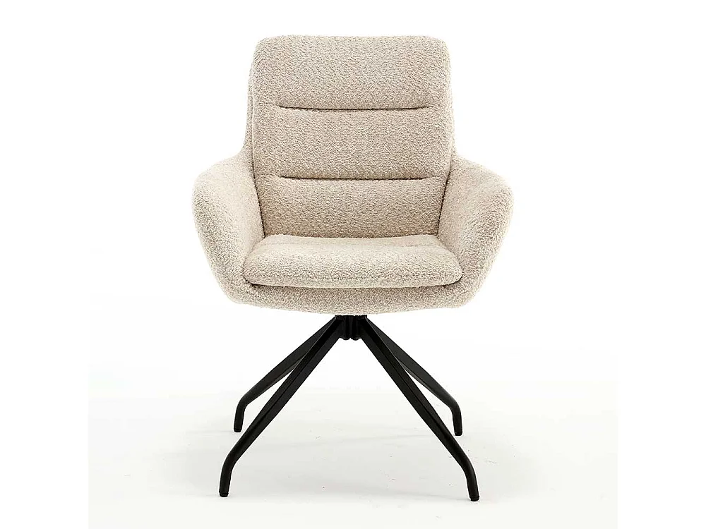 Armlehnstuhl mit Drehgestell aus Boucle Stoff Metall (2er Set)