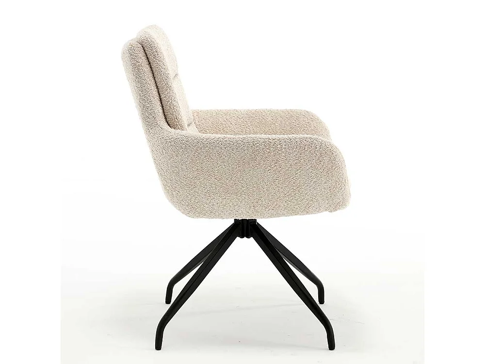 Armlehnstuhl mit Drehgestell aus Boucle Stoff Metall (2er Set)