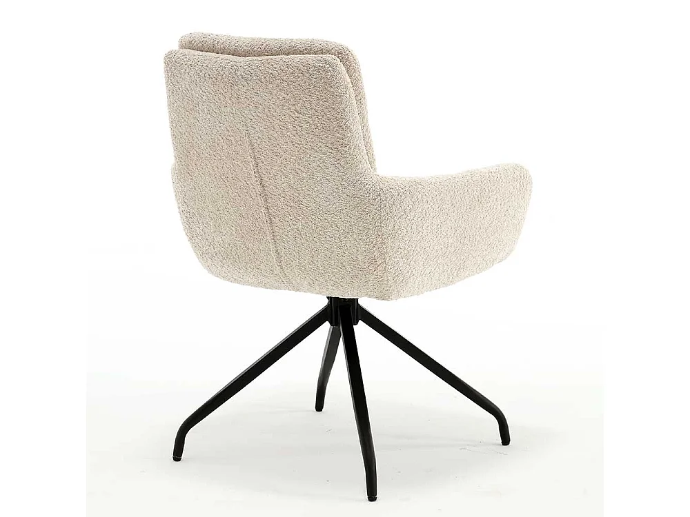 Armlehnstuhl mit Drehgestell aus Boucle Stoff Metall (2er Set)