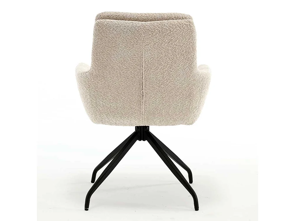 Armlehnstuhl mit Drehgestell aus Boucle Stoff Metall (2er Set)