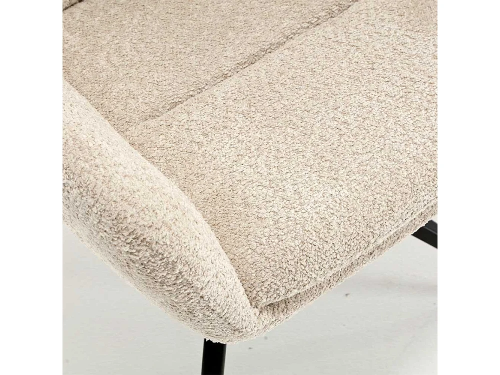 Armlehnstuhl mit Drehgestell aus Boucle Stoff Metall (2er Set)