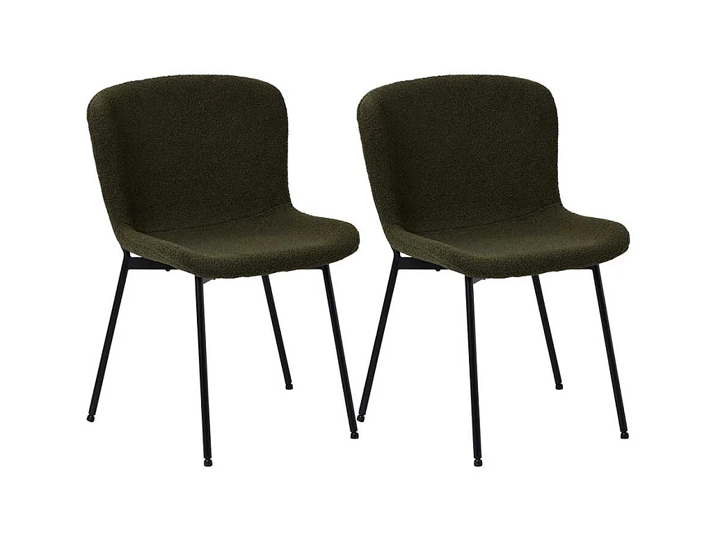 Polsterstuhl Esstischstuhl aus Boucle Stoff in Oliv Gr�n (2er Set)
