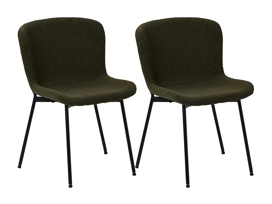 Polsterstuhl Esstischstuhl aus Boucle Stoff in Oliv Gr�n (2er Set)