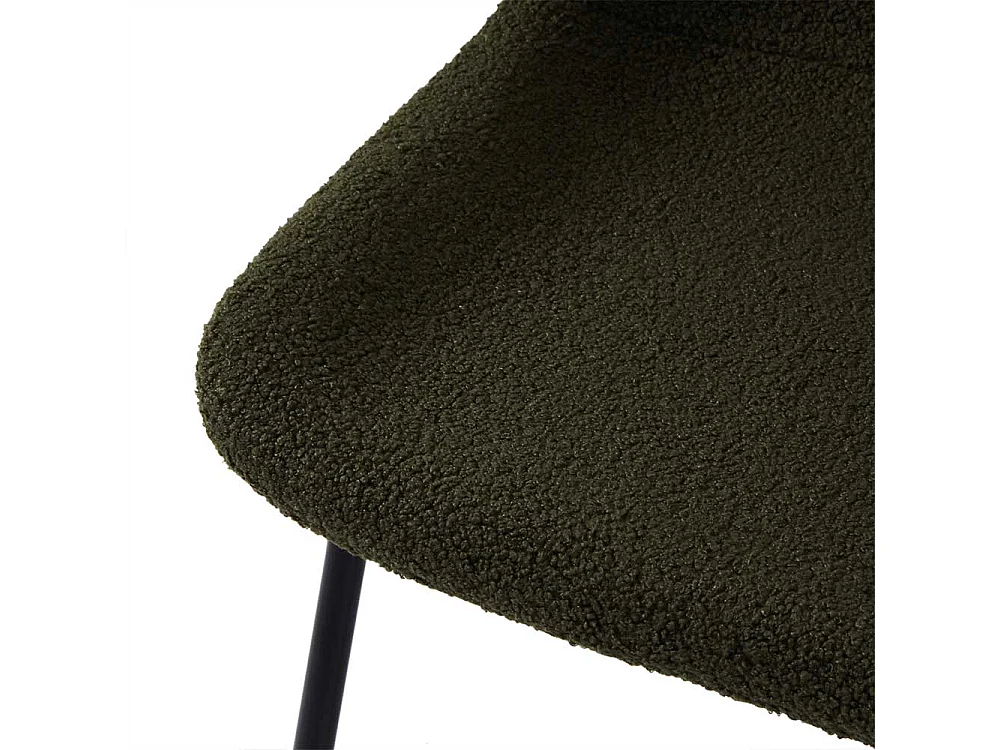 Polsterstuhl Esstischstuhl aus Boucle Stoff in Oliv Gr�n (2er Set)