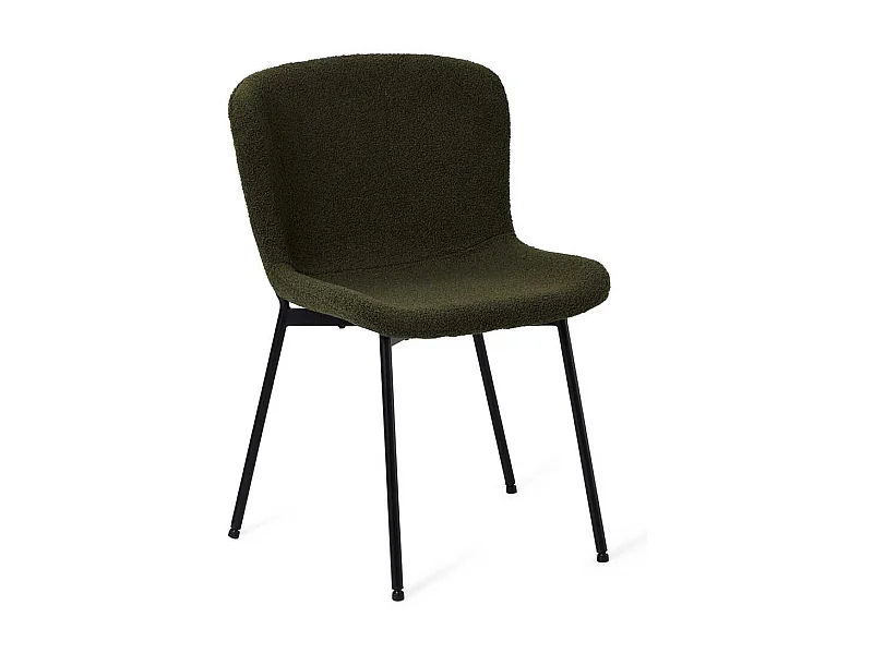 Polsterstuhl Esstischstuhl aus Boucle Stoff in Oliv Gr�n (2er Set)