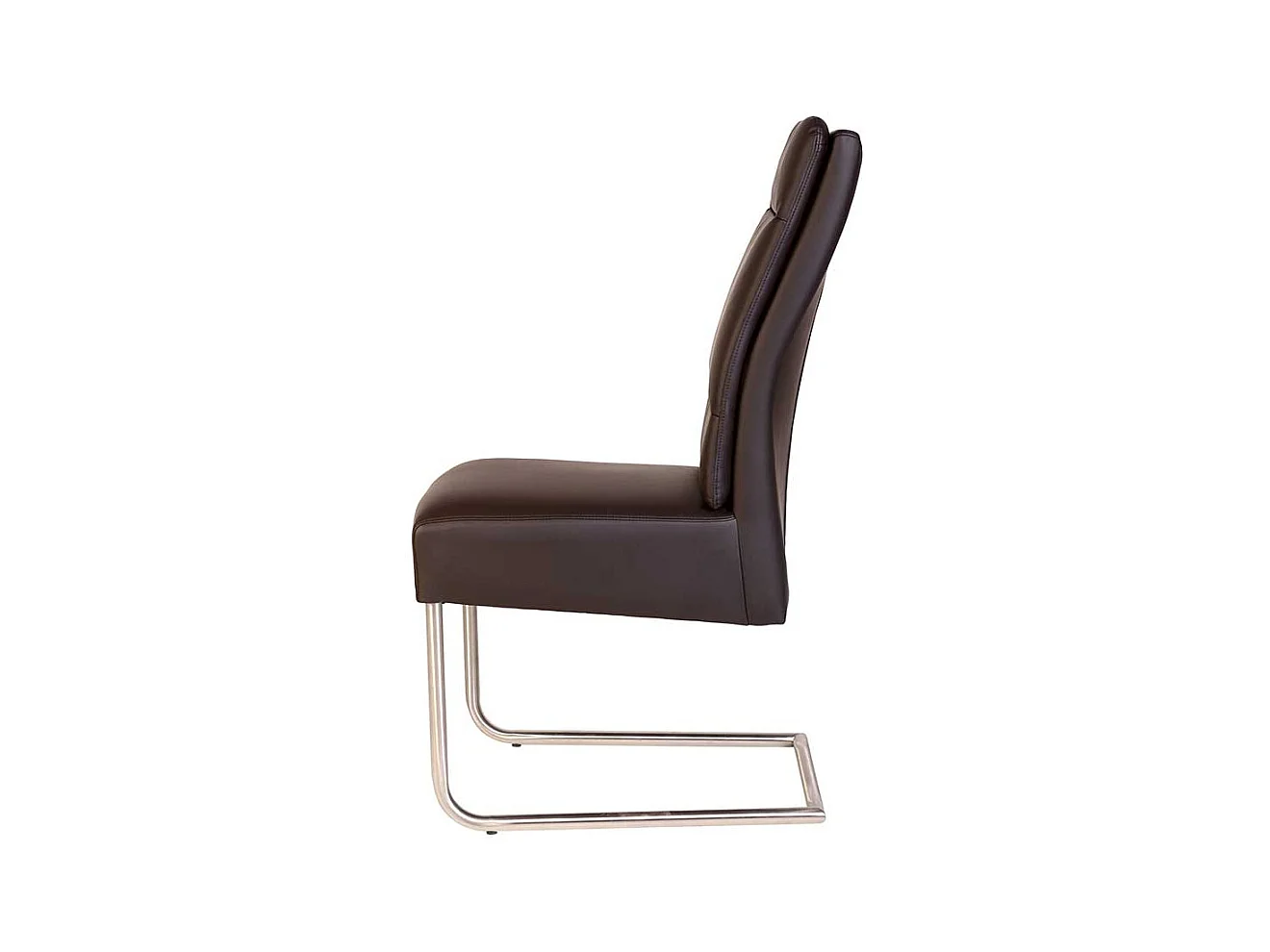 Freischwinger Stühle in Braun Kunstleder Edelstahl (2er Set)