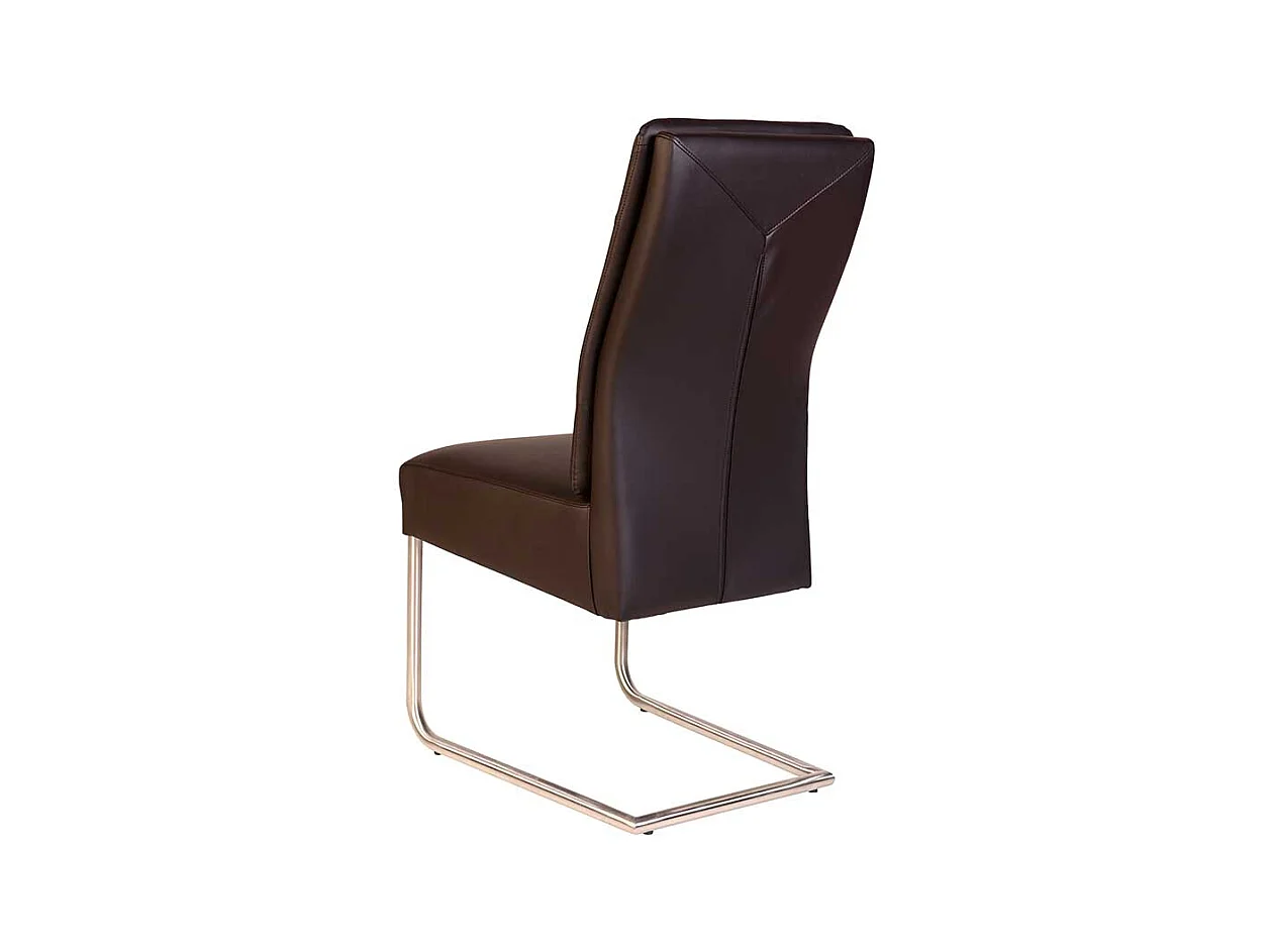 Freischwinger Stühle in Braun Kunstleder Edelstahl (2er Set)