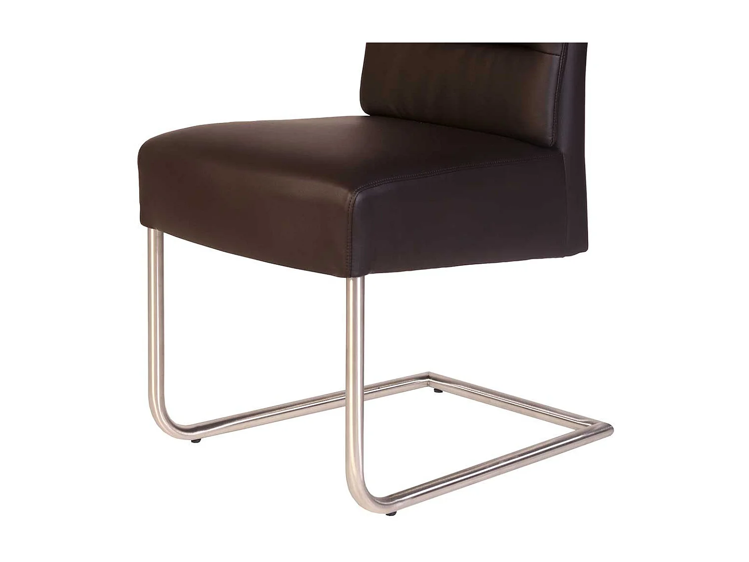 Freischwinger Stühle in Braun Kunstleder Edelstahl (2er Set)