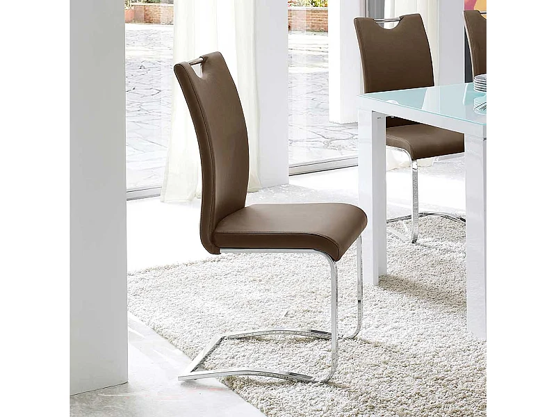 Freischwinger Stuhl in Cappuccino Griff (4er Set)