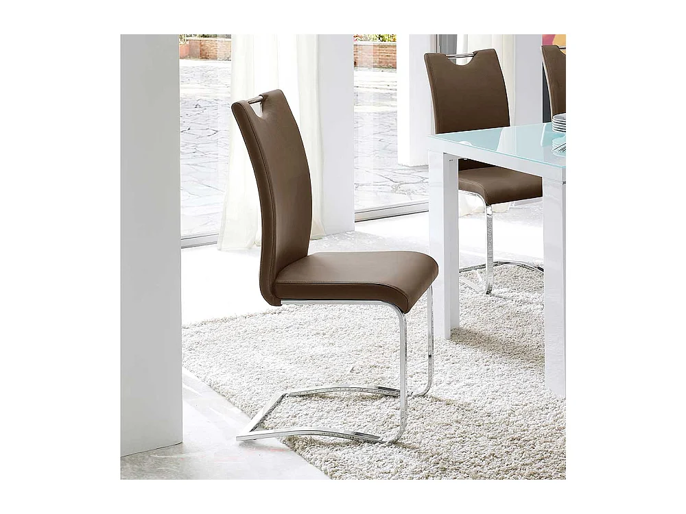 Freischwinger Stuhl in Cappuccino Griff (4er Set)