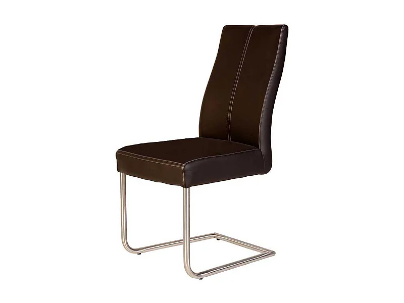 Dunkelbraune Freischwinger aus Kunstleder Edelstahl (2er Set)