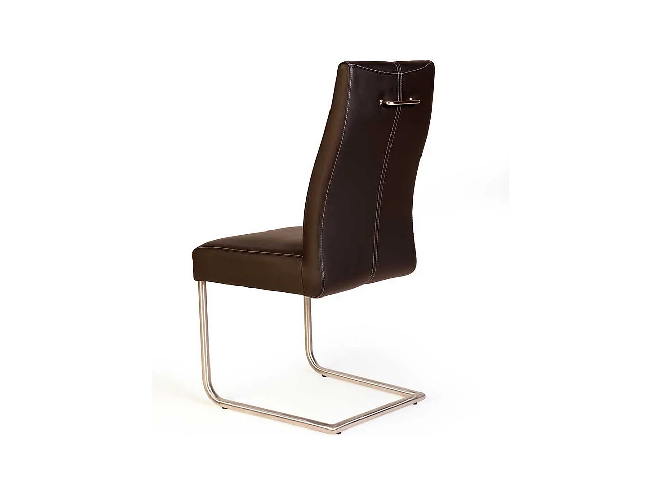 Dunkelbraune Freischwinger aus Kunstleder Edelstahl (2er Set)