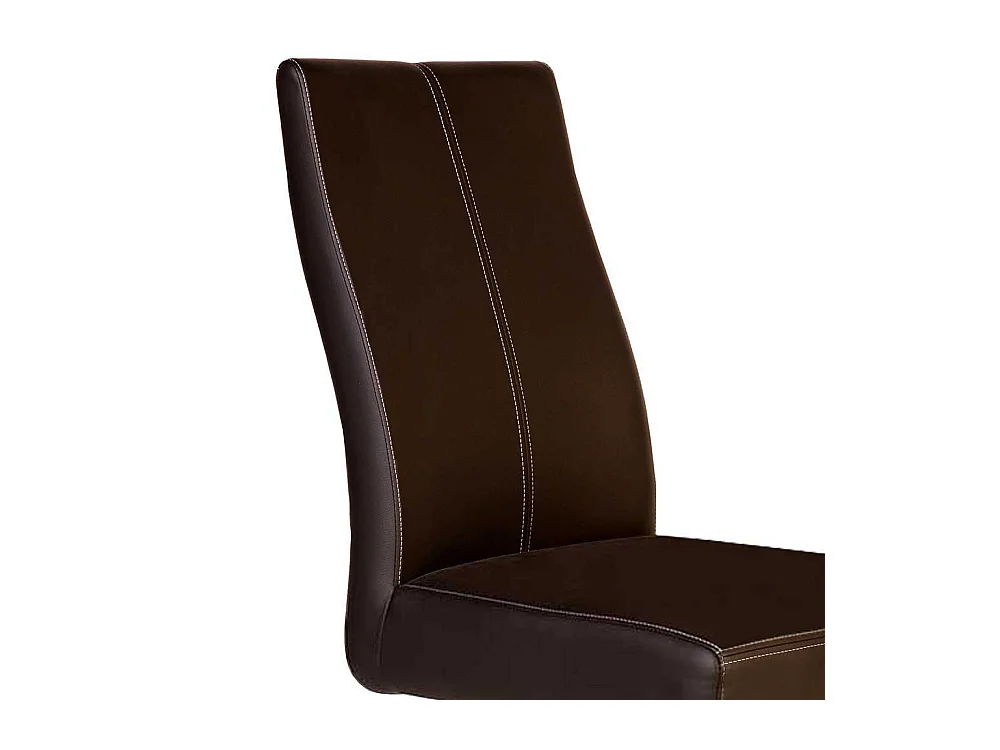 Dunkelbraune Freischwinger aus Kunstleder Edelstahl (2er Set)