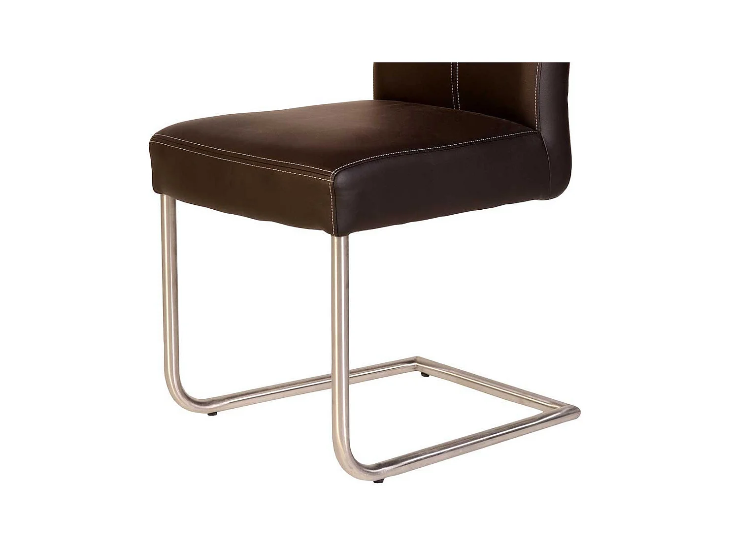 Dunkelbraune Freischwinger aus Kunstleder Edelstahl (2er Set)