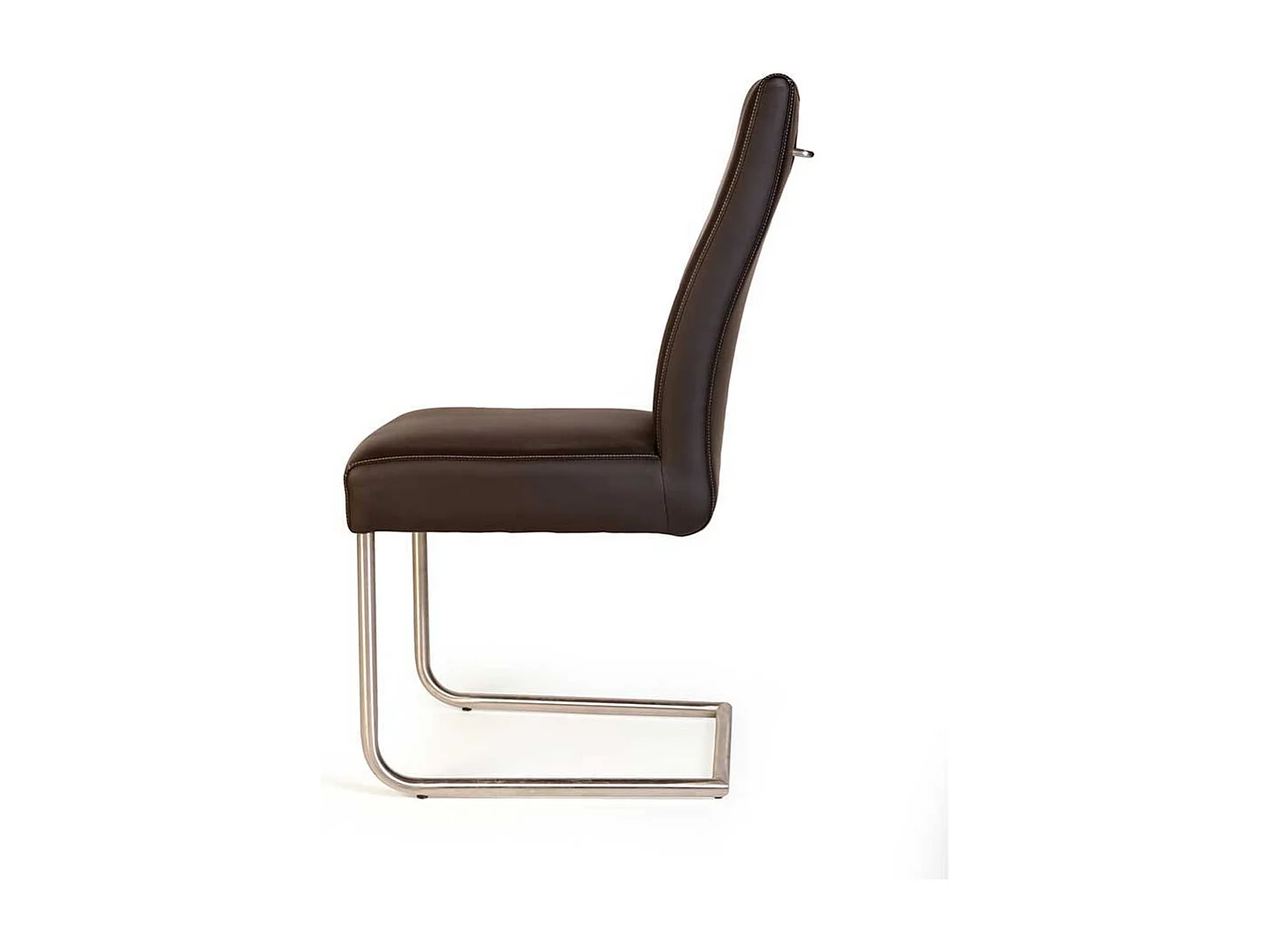 Dunkelbraune Freischwinger aus Kunstleder Edelstahl (2er Set)