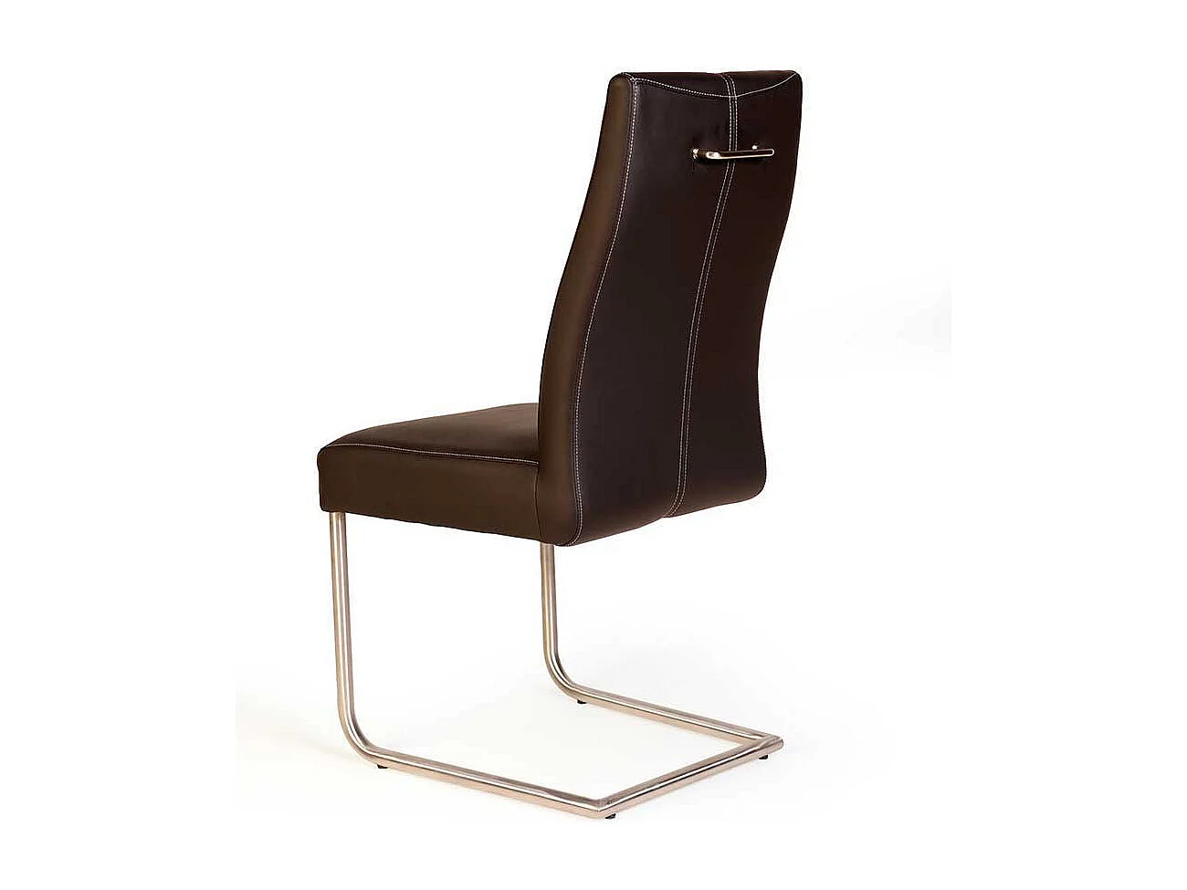 Dunkelbraune Freischwinger aus Kunstleder Edelstahl (2er Set)