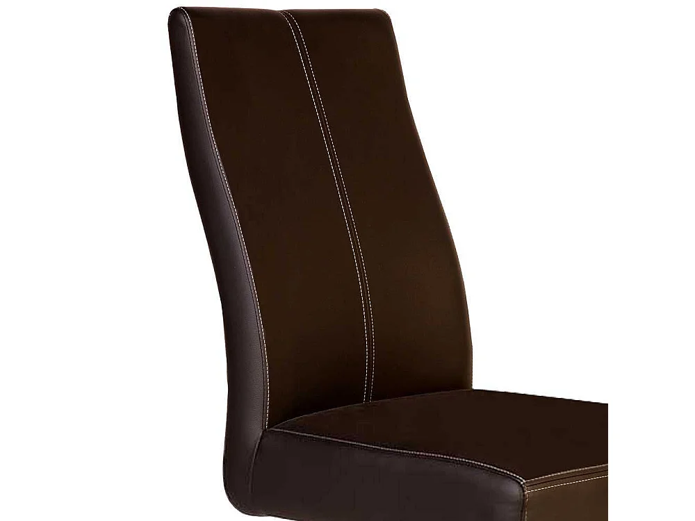 Dunkelbraune Freischwinger aus Kunstleder Edelstahl (2er Set)