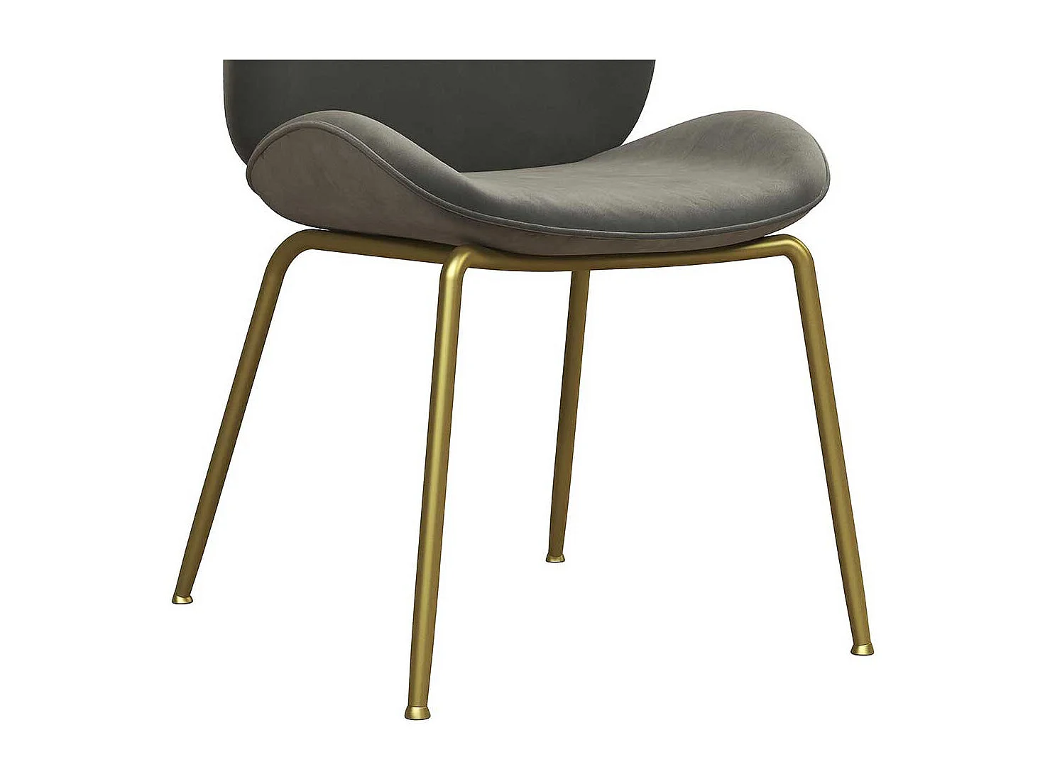 Polsterstuhl Samt grau mit Gestell aus Metall Messingfarben