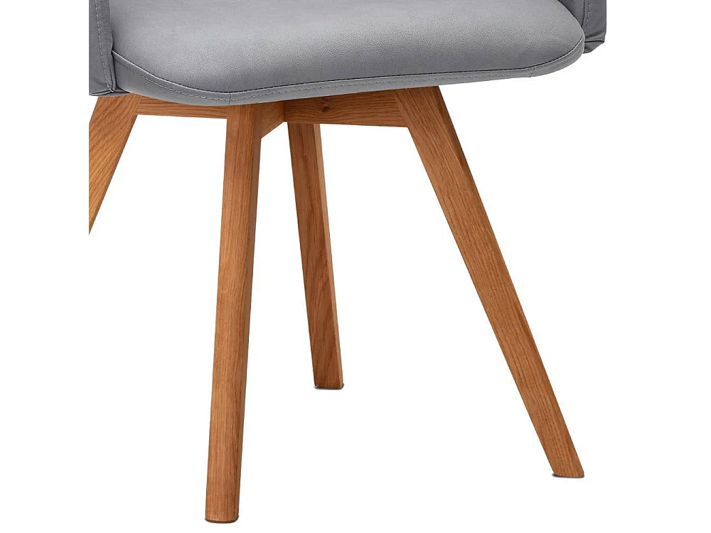 Polsterstuhl Esszimmerarmlehnstuhl in Hellgrau mit Gestell aus Massivholz