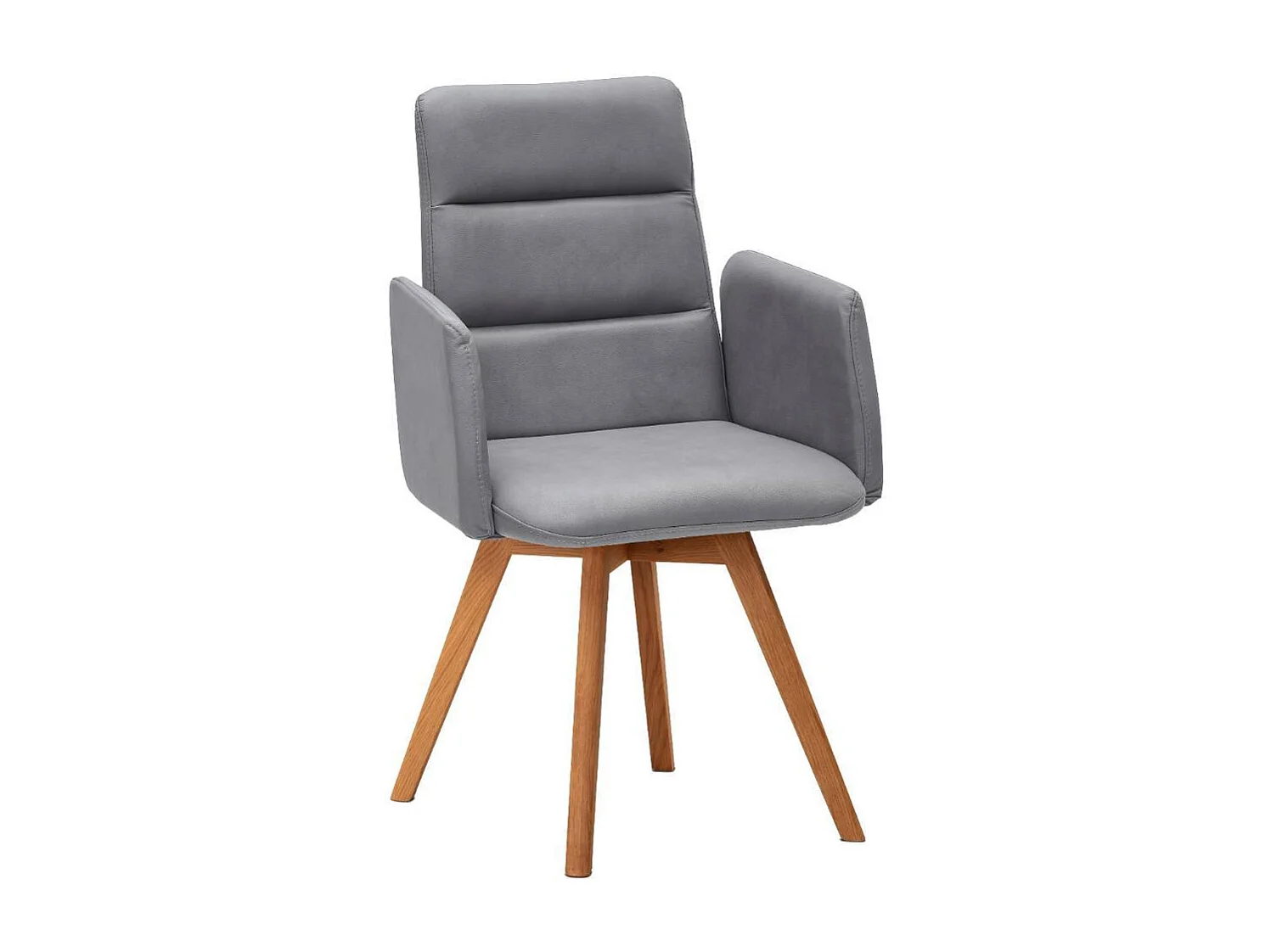Polsterstuhl Esszimmerarmlehnstuhl in Hellgrau mit Gestell aus Massivholz