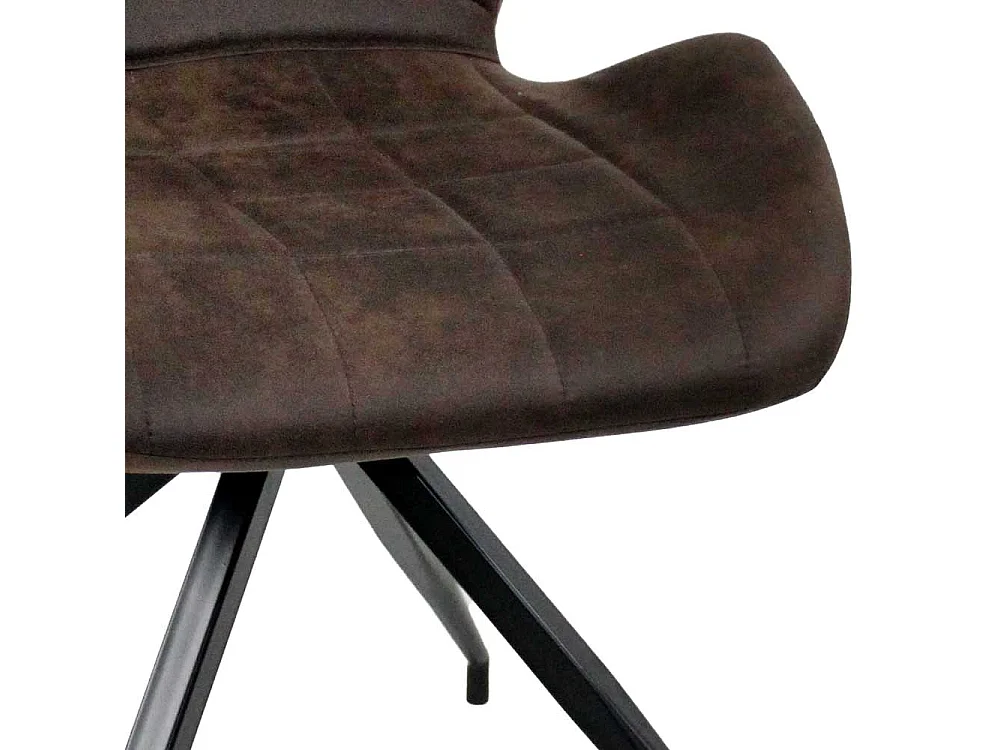 Esstisch Stühle in Dunkelbraun Microfaser Metallgestell (2er Set)