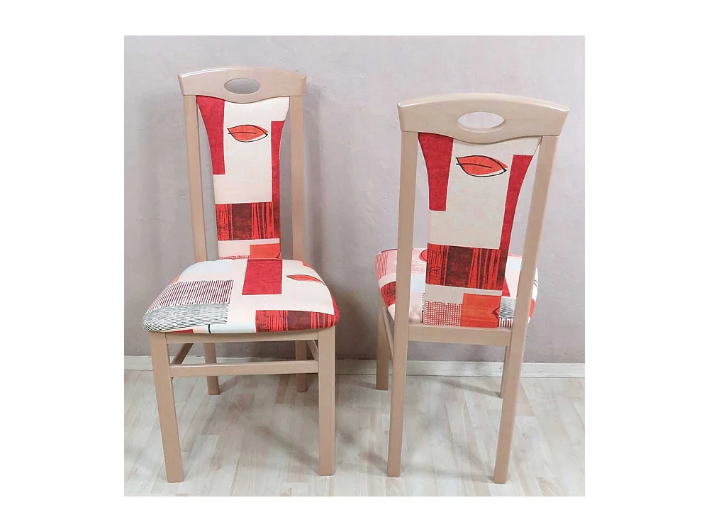 Stuhl Set in Rot Bunt gemustert Buche Massivholz (2er Set)